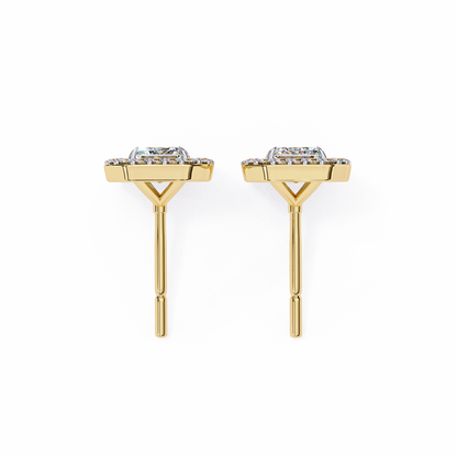 1.00Ct Radiant And Round Cut Diamond Halo Style Delicate Minimalist Stackable Perfect Bridal Stud Earring Gift For Her - HIGHCARAT DIAMONDS