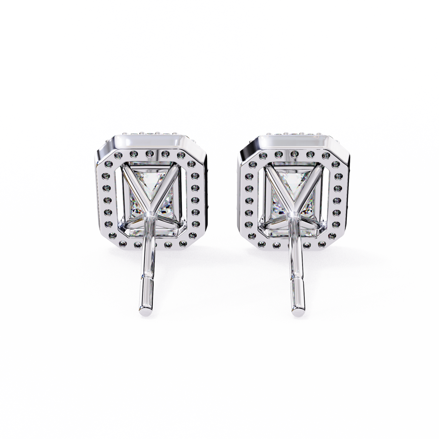 1.00Ct Radiant And Round Cut Diamond Halo Style Delicate Minimalist Stackable Perfect Bridal Stud Earring Gift For Her - HIGHCARAT DIAMONDS