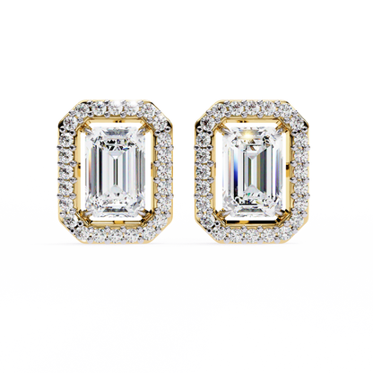 1.00Ct Radiant And Round Cut Diamond Halo Style Delicate Minimalist Stackable Perfect Bridal Stud Earring Gift For Her - HIGHCARAT DIAMONDS
