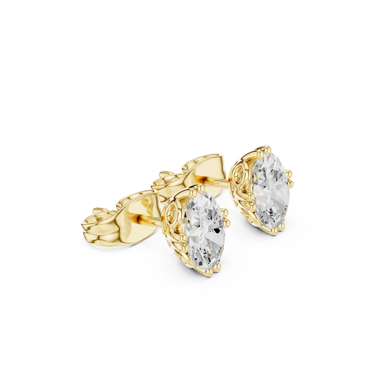 1.00 Ct Oval Shapes Lab Grown Diamond 18k Solid Gold Women Elegance Vintage Diamond Earring For Her