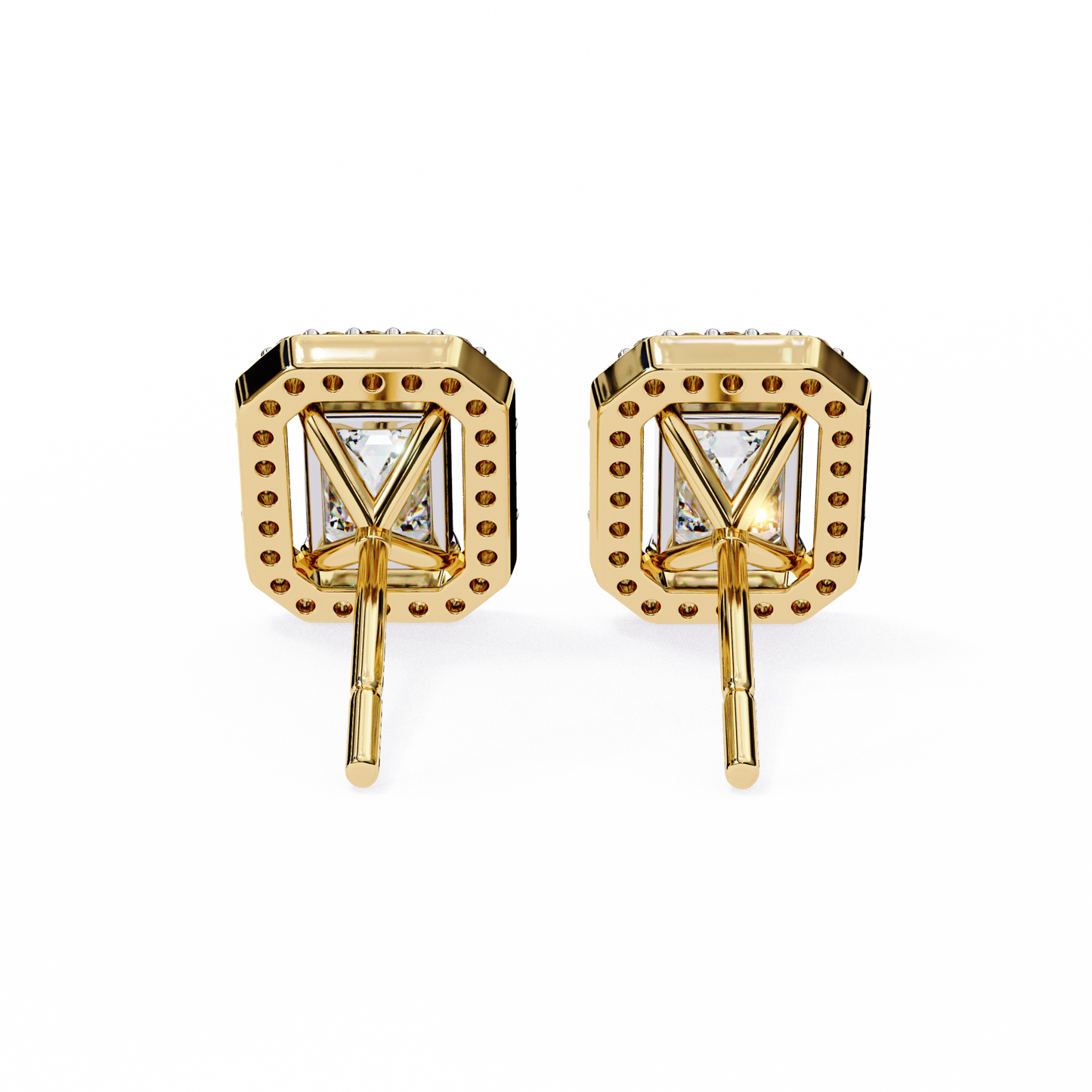 1.00Ct Radiant And Round Cut Diamond Halo Style Delicate Minimalist Stackable Perfect Bridal Stud Earring Gift For Her - HIGHCARAT DIAMONDS