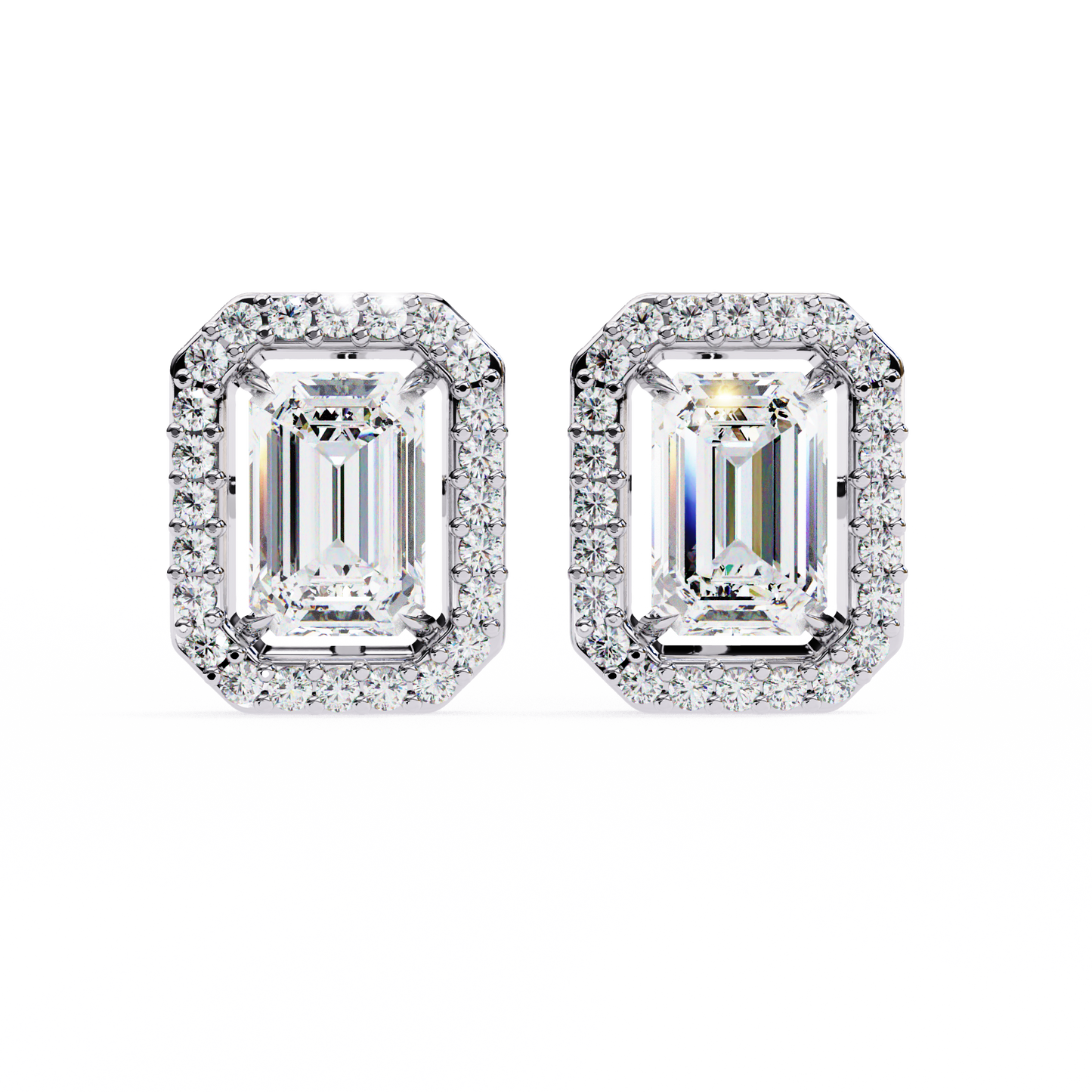 1.00Ct Radiant And Round Cut Diamond Halo Style Delicate Minimalist Stackable Perfect Bridal Stud Earring Gift For Her - HIGHCARAT DIAMONDS
