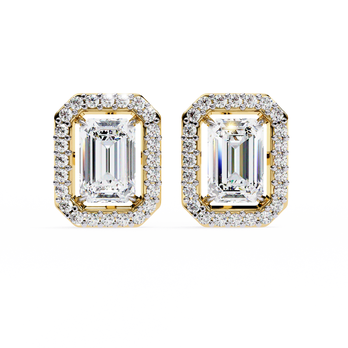 1.00Ct Radiant And Round Cut Diamond Halo Style Delicate Minimalist Stackable Perfect Bridal Stud Earring Gift For Her - HIGHCARAT DIAMONDS