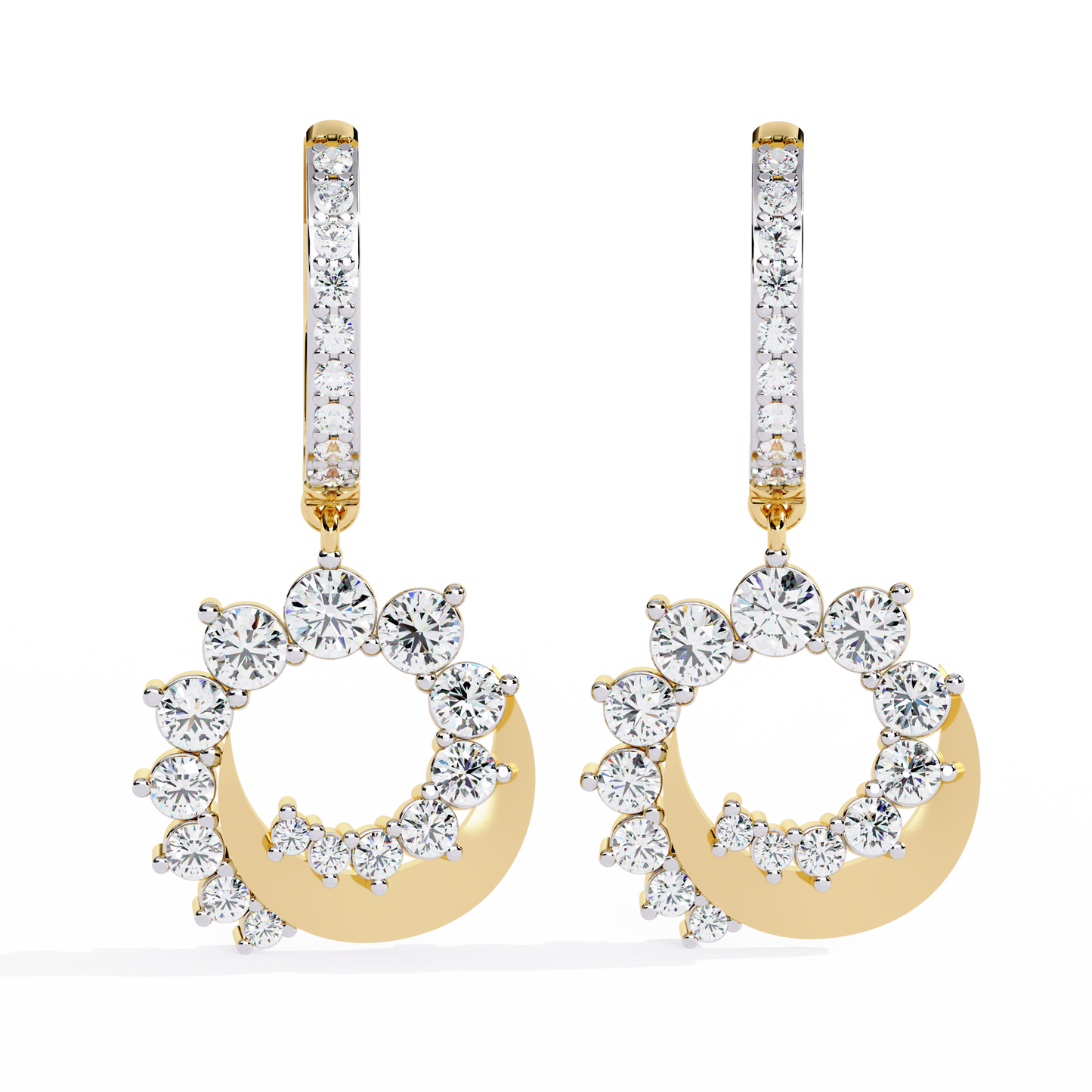 1.00Ct Round Cut Lab Grown Diamond Unique 18k Yellow Gold Dainty Stacking Bridesmaid Hoop Earring For Gift - HIGHCARAT DIAMONDS