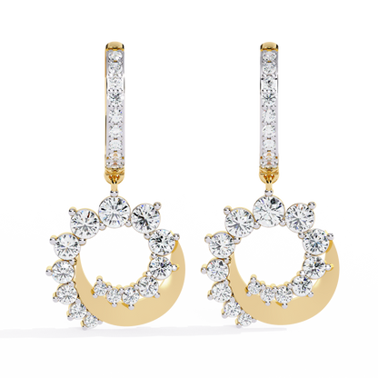 1.00Ct Round Cut Lab Grown Diamond Unique 18k Yellow Gold Dainty Stacking Bridesmaid Hoop Earring For Gift - HIGHCARAT DIAMONDS