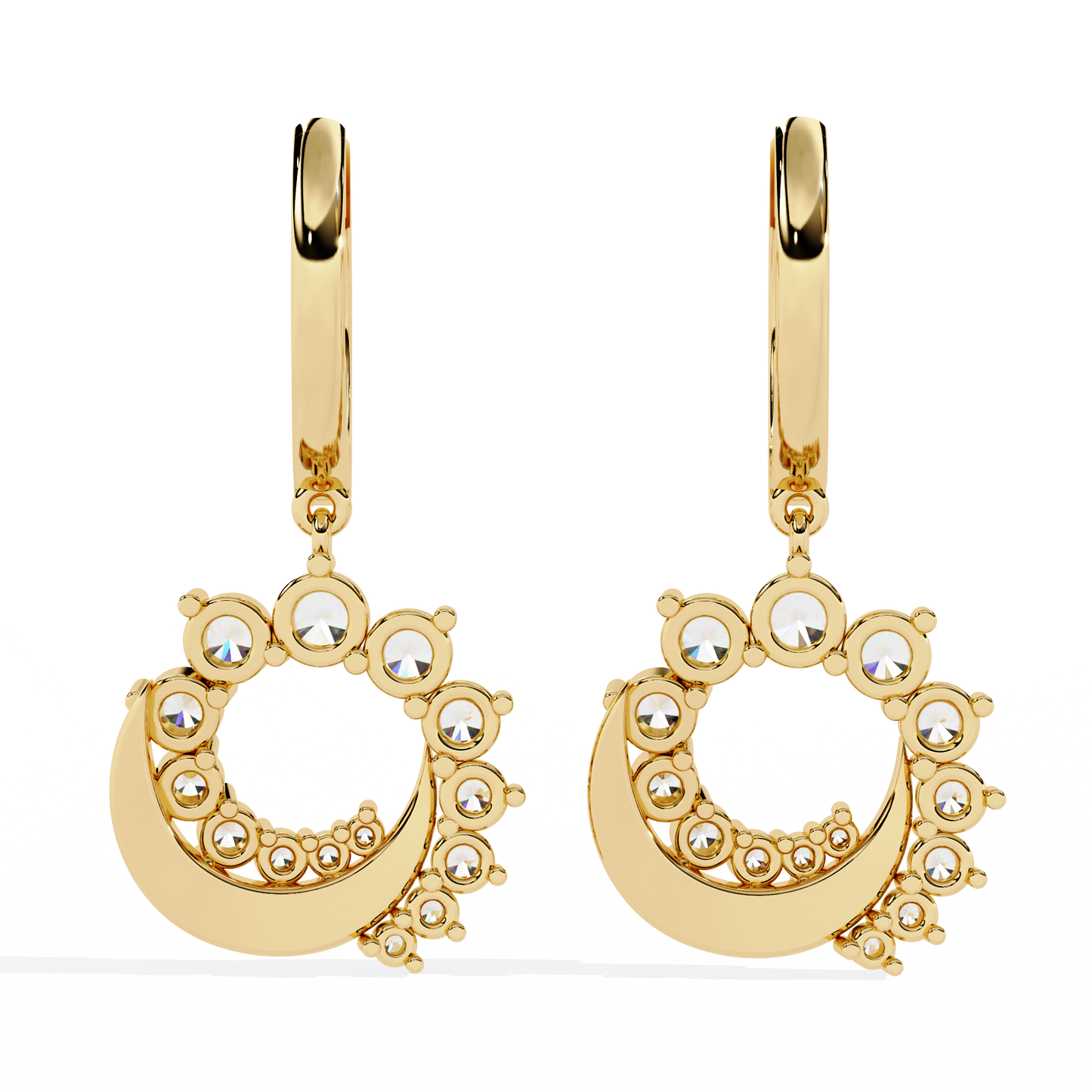 1.00Ct Round Cut Lab Grown Diamond Unique 18k Yellow Gold Dainty Stacking Bridesmaid Hoop Earring For Gift - HIGHCARAT DIAMONDS