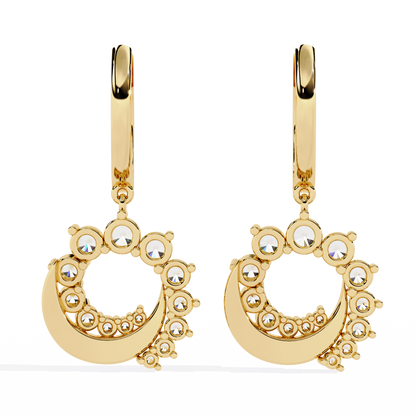 1.00Ct Round Cut Lab Grown Diamond Unique 18k Yellow Gold Dainty Stacking Bridesmaid Hoop Earring For Gift - HIGHCARAT DIAMONDS