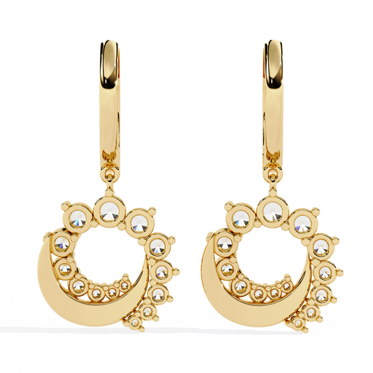 1.00Ct Round Cut Lab Grown Diamond Unique 18k Yellow Gold Dainty Stacking Bridesmaid Hoop Earring For Gift - HIGHCARAT DIAMONDS