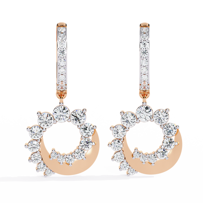 1.00Ct Round Cut Lab Grown Diamond Unique 18k Yellow Gold Dainty Stacking Bridesmaid Hoop Earring For Gift - HIGHCARAT DIAMONDS