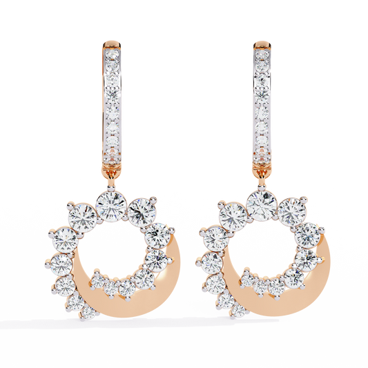 1.00Ct Round Cut Lab Grown Diamond Unique 18k Yellow Gold Dainty Stacking Bridesmaid Hoop Earring For Gift - HIGHCARAT DIAMONDS