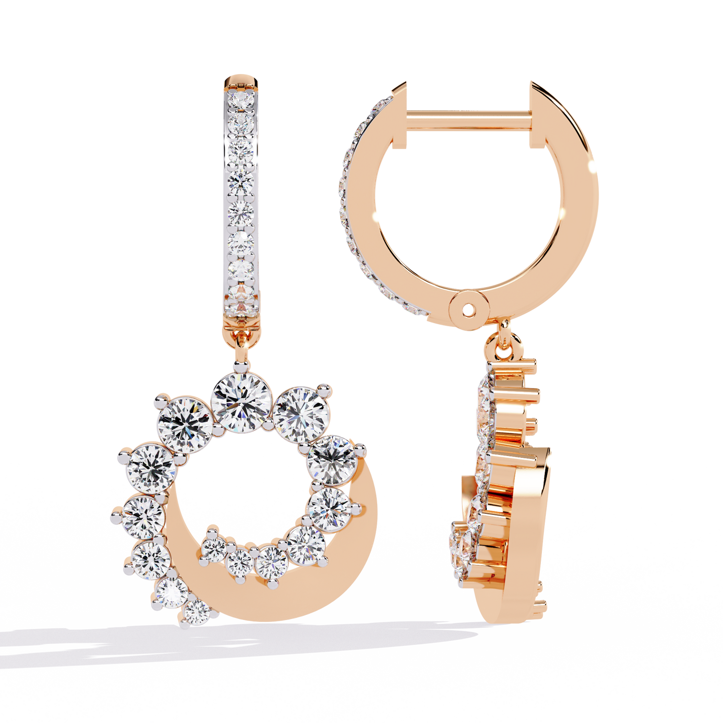 1.00Ct Round Cut Lab Grown Diamond Unique 18k Yellow Gold Dainty Stacking Bridesmaid Hoop Earring For Gift - HIGHCARAT DIAMONDS