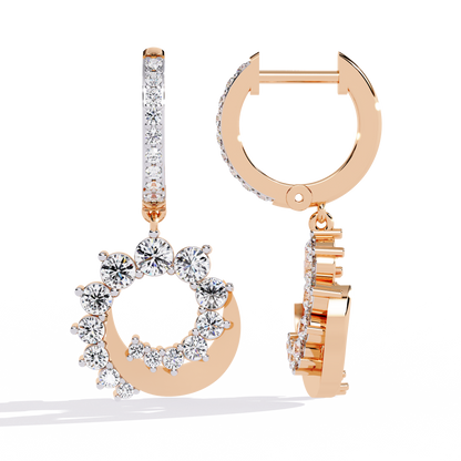 1.00Ct Round Cut Lab Grown Diamond Unique 18k Yellow Gold Dainty Stacking Bridesmaid Hoop Earring For Gift - HIGHCARAT DIAMONDS