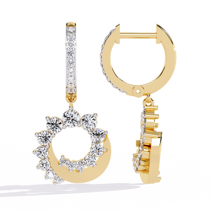 1.00Ct Round Cut Lab Grown Diamond Unique 18k Yellow Gold Dainty Stacking Bridesmaid Hoop Earring For Gift - HIGHCARAT DIAMONDS