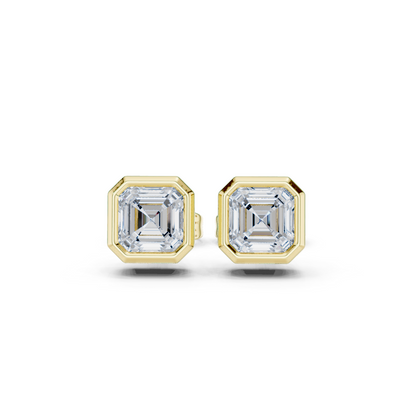 1.00CT Asscher Cut Diamond 14k Solid Yellow Gold Vintage Classic Affordable Stud Earring For Her - HIGHCARAT DIAMONDS