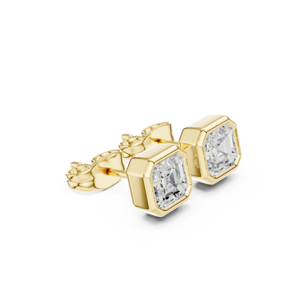 1.00CT Asscher Cut Diamond 14k Solid Yellow Gold Vintage Classic Affordable Stud Earring For Her - HIGHCARAT DIAMONDS