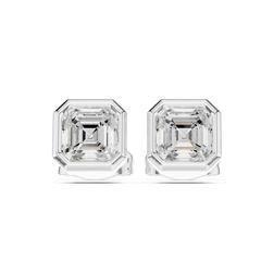 Asscher Cut Lab Grown Diamond Gold Stud Earrings