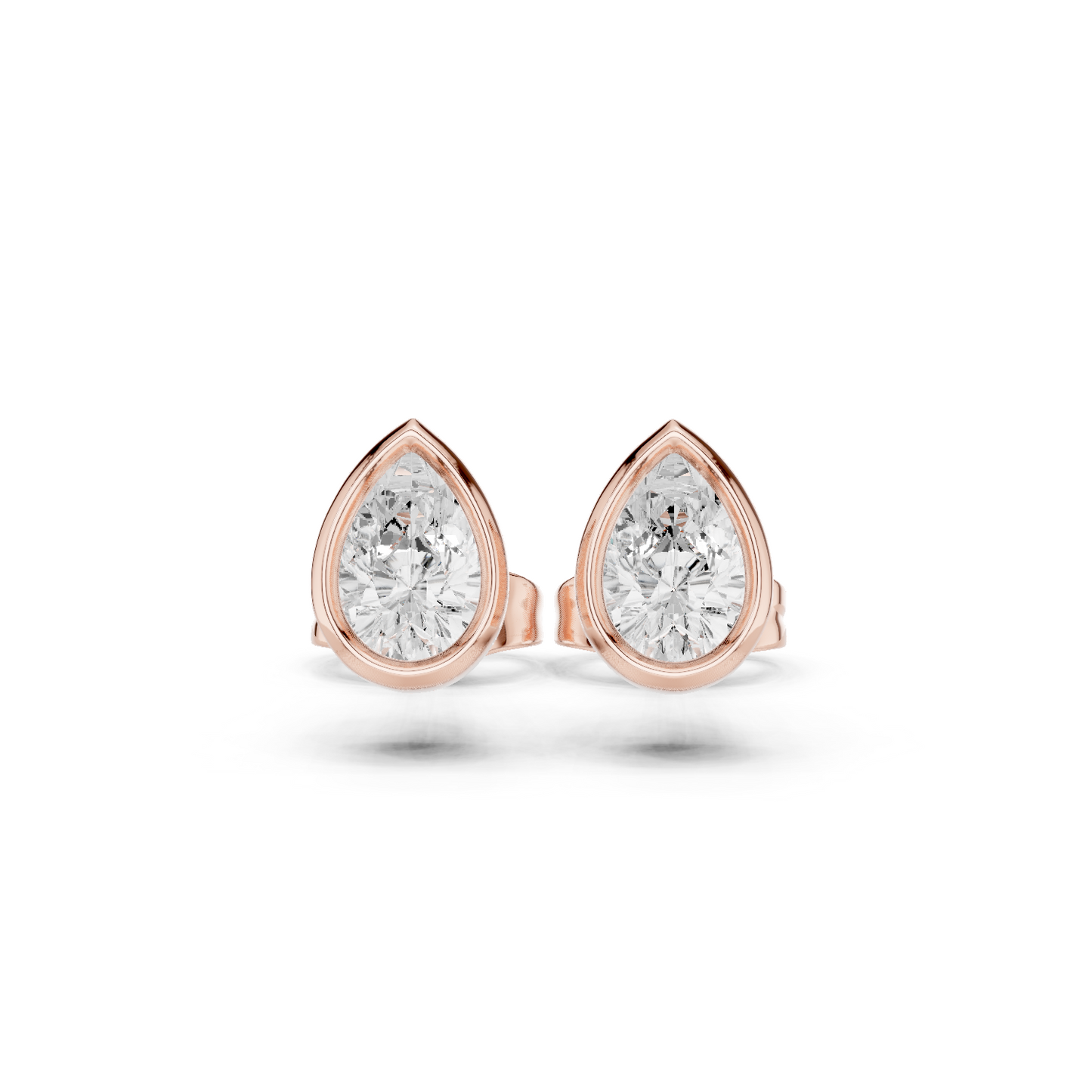 1.00CT Pear Cut Lab Grown Diamond Vintage Delicate Bezel Set Dainty Stud Earring Gift For Her - HIGHCARAT DIAMONDS