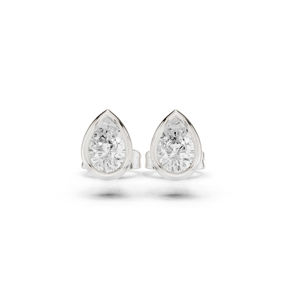 1.00CT Pear Cut Lab Grown Diamond Vintage Delicate Bezel Set Dainty Stud Earring Gift For Her - HIGHCARAT DIAMONDS