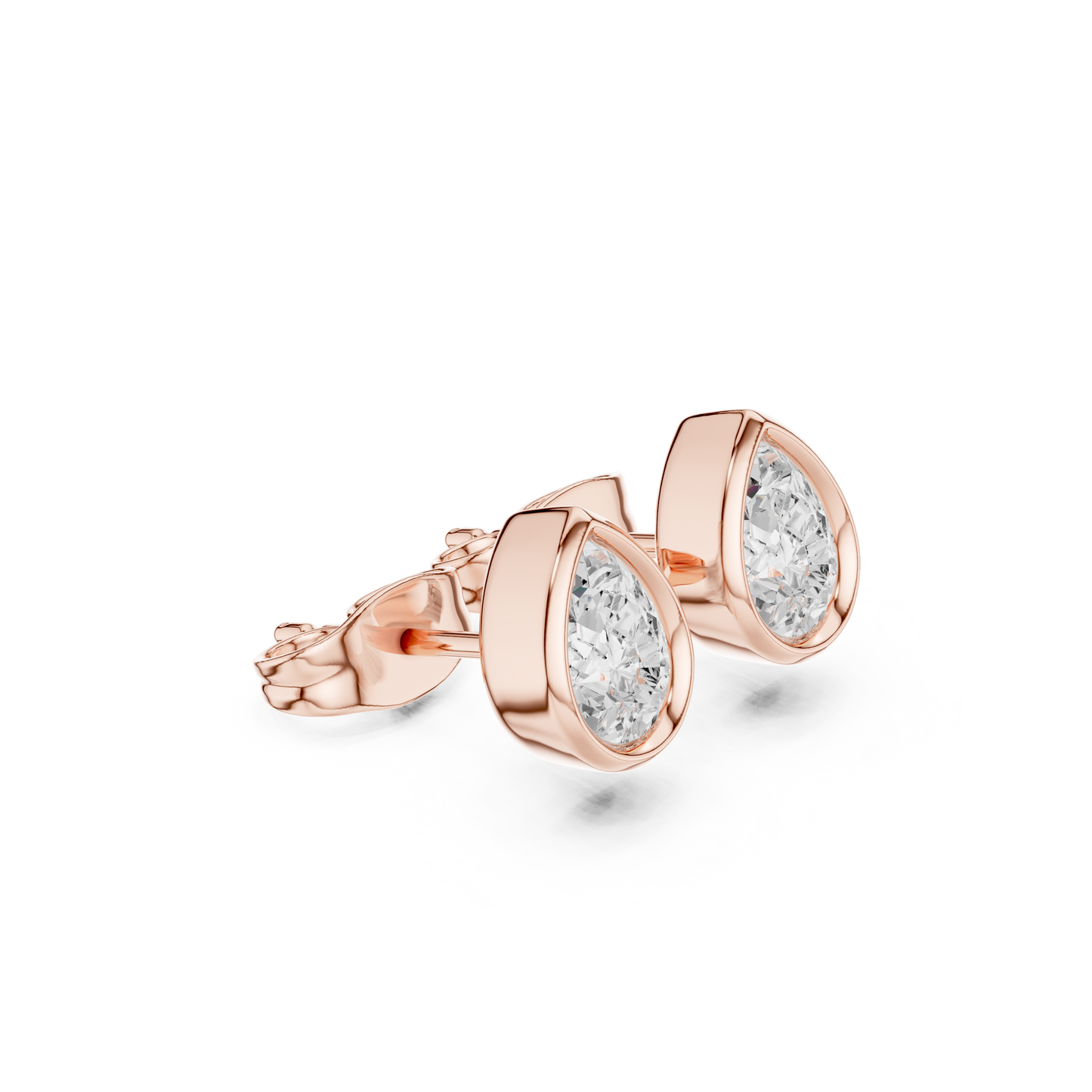 1.00CT Pear Cut Lab Grown Diamond Vintage Delicate Bezel Set Dainty Stud Earring Gift For Her - HIGHCARAT DIAMONDS