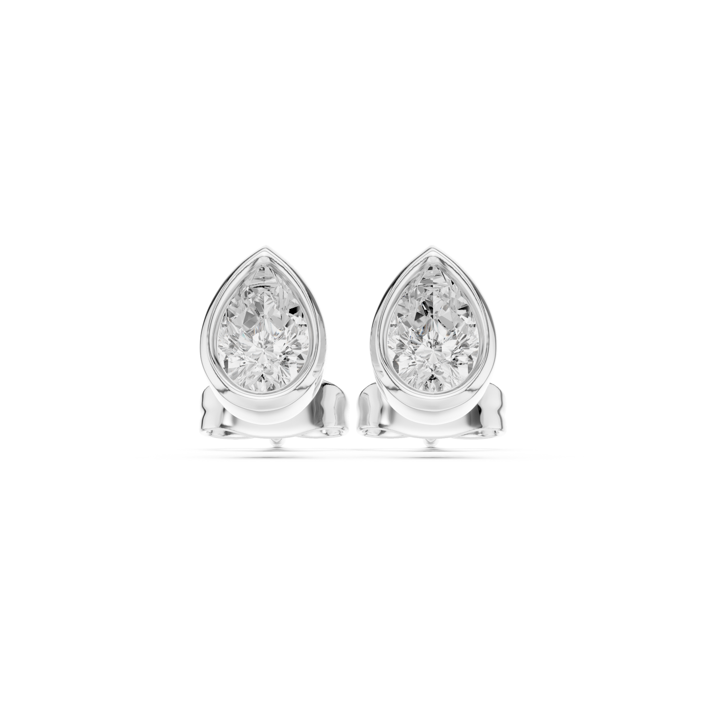 1.00CT Pear Cut Lab Grown Diamond Vintage Delicate Bezel Set Dainty Stud Earring Gift For Her - HIGHCARAT DIAMONDS