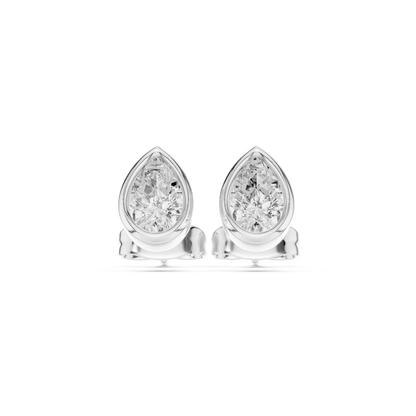 1.00CT Pear Cut Lab Grown Diamond Vintage Delicate Bezel Set Dainty Stud Earring Gift For Her - HIGHCARAT DIAMONDS