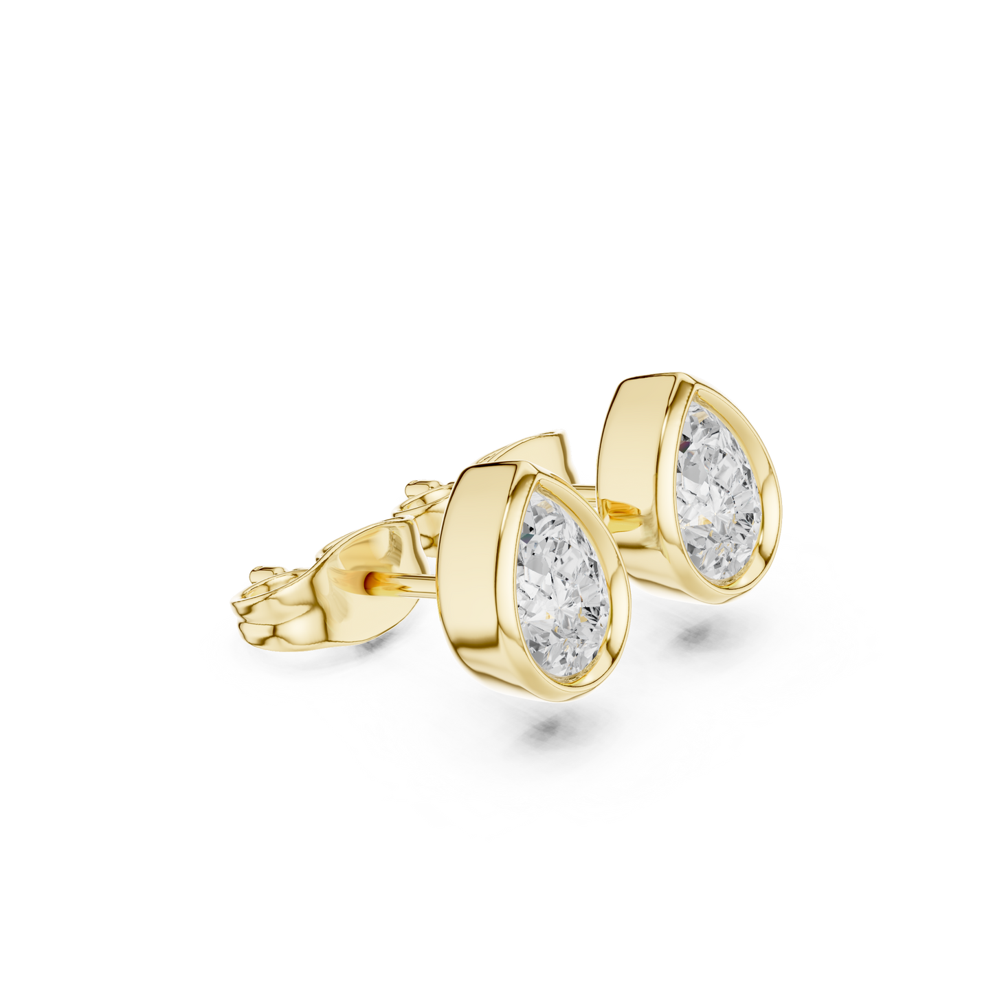 1.00CT Pear Cut Lab Grown Diamond Vintage Delicate Bezel Set Dainty Stud Earring Gift For Her - HIGHCARAT DIAMONDS
