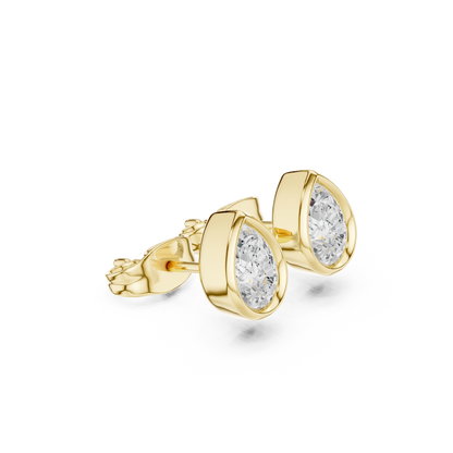 1.00CT Pear Cut Lab Grown Diamond Vintage Delicate Bezel Set Dainty Stud Earring Gift For Her - HIGHCARAT DIAMONDS