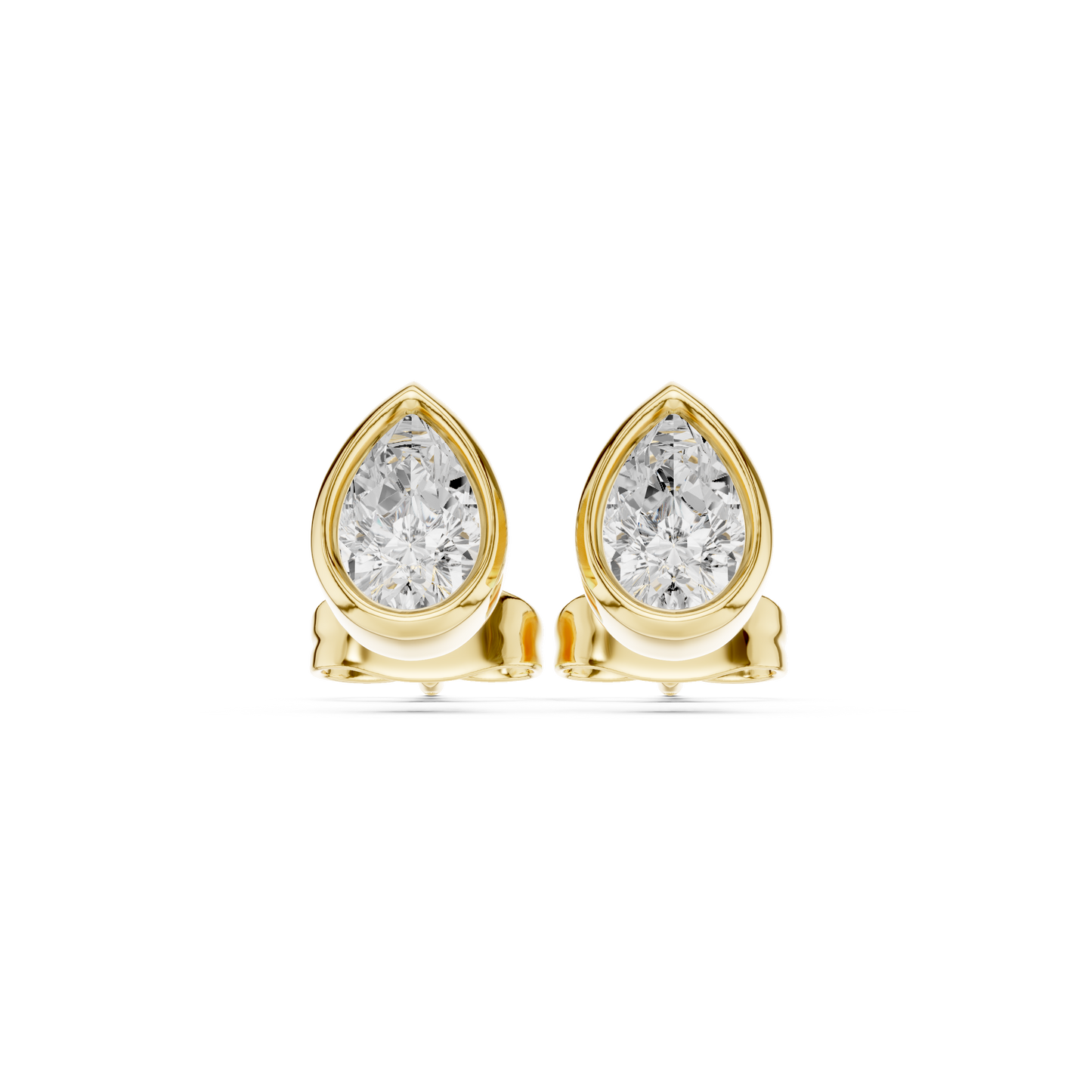 1.00CT Pear Cut Lab Grown Diamond Vintage Delicate Bezel Set Dainty Stud Earring Gift For Her - HIGHCARAT DIAMONDS
