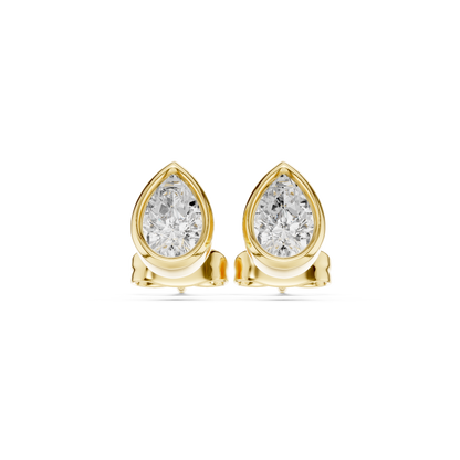 1.00CT Pear Cut Lab Grown Diamond Vintage Delicate Bezel Set Dainty Stud Earring Gift For Her - HIGHCARAT DIAMONDS
