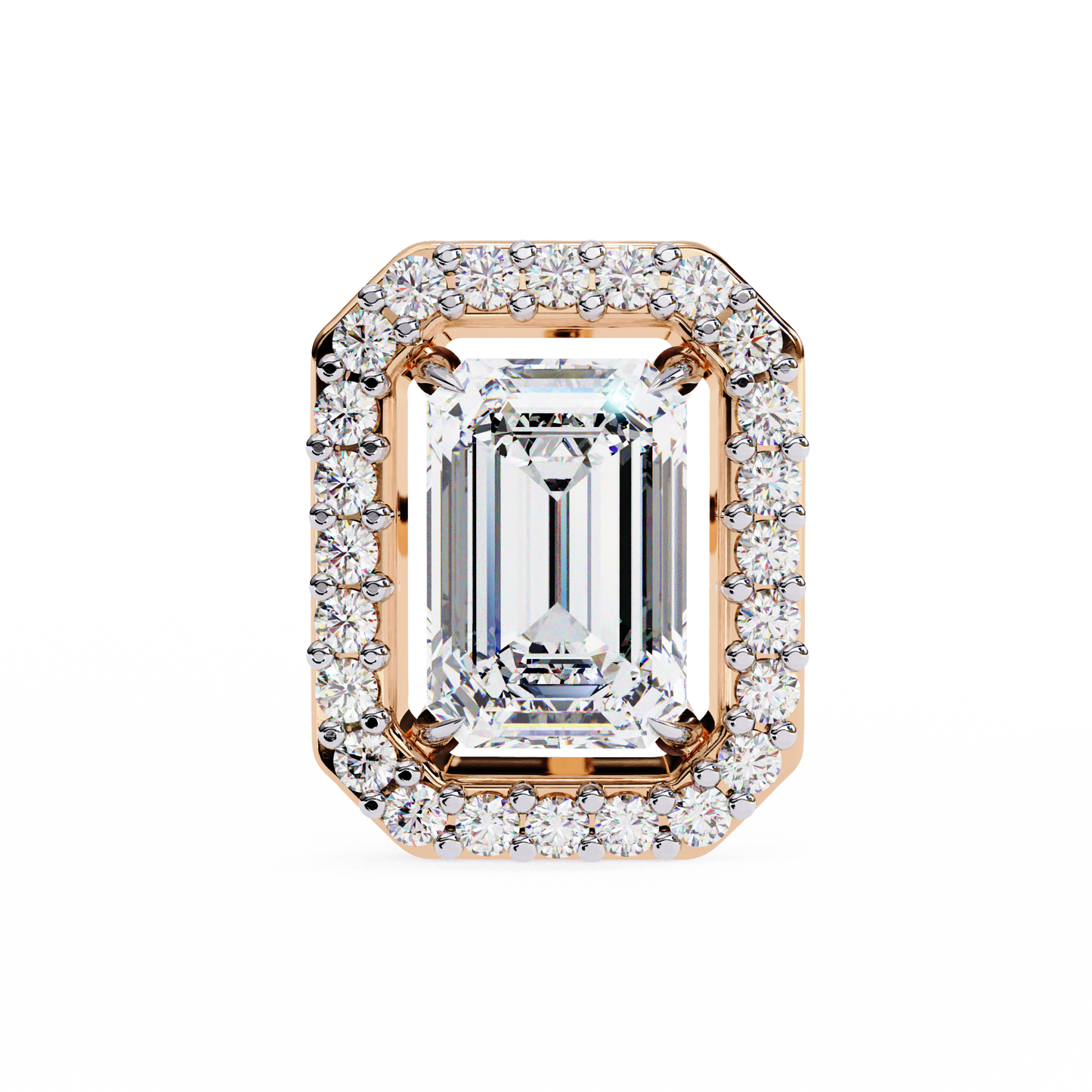 1.00Ct Radiant And Round Cut Diamond Halo Style Delicate Minimalist Stackable Perfect Bridal Stud Earring Gift For Her - HIGHCARAT DIAMONDS