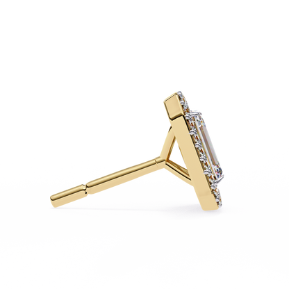 1.00Ct Radiant And Round Cut Diamond Halo Style Delicate Minimalist Stackable Perfect Bridal Stud Earring Gift For Her - HIGHCARAT DIAMONDS