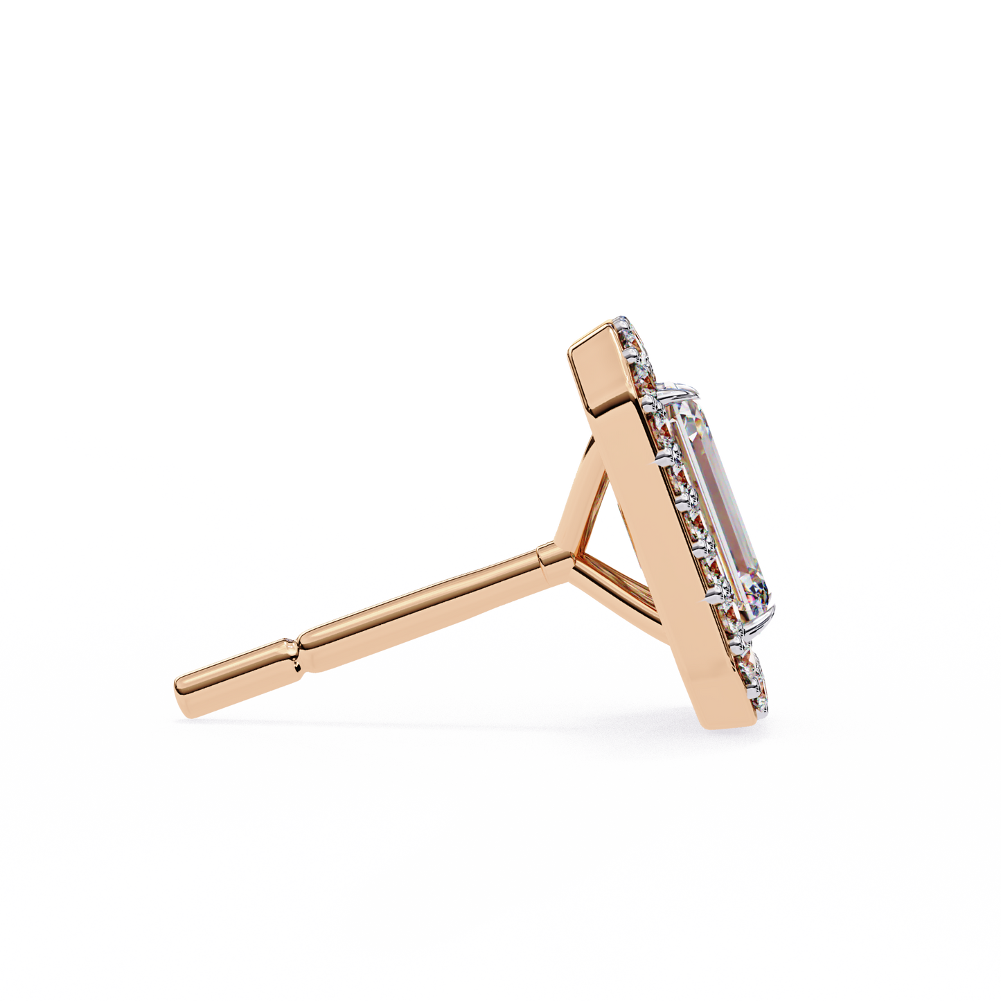 1.00Ct Radiant And Round Cut Diamond Halo Style Delicate Minimalist Stackable Perfect Bridal Stud Earring Gift For Her - HIGHCARAT DIAMONDS