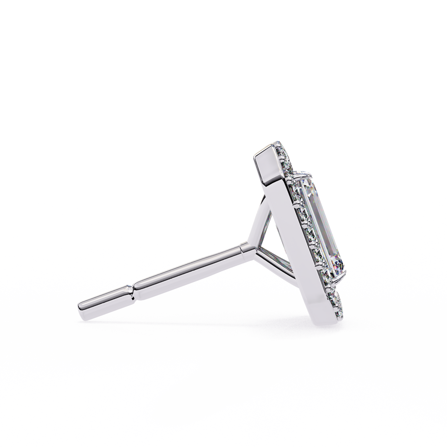 1.00Ct Radiant And Round Cut Diamond Halo Style Delicate Minimalist Stackable Perfect Bridal Stud Earring Gift For Her - HIGHCARAT DIAMONDS