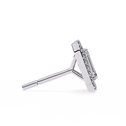 1.00Ct Radiant And Round Cut Diamond Halo Style Delicate Minimalist Stackable Perfect Bridal Stud Earring Gift For Her - HIGHCARAT DIAMONDS