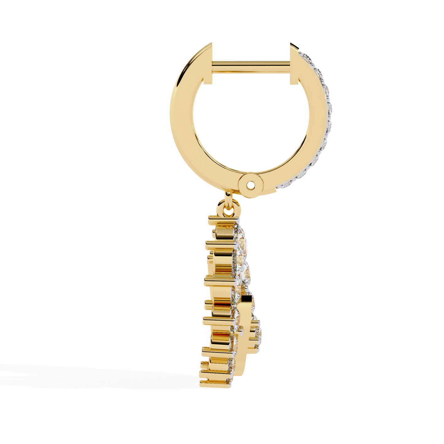 1.00Ct Round Cut Lab Grown Diamond Unique 18k Yellow Gold Dainty Stacking Bridesmaid Hoop Earring For Gift