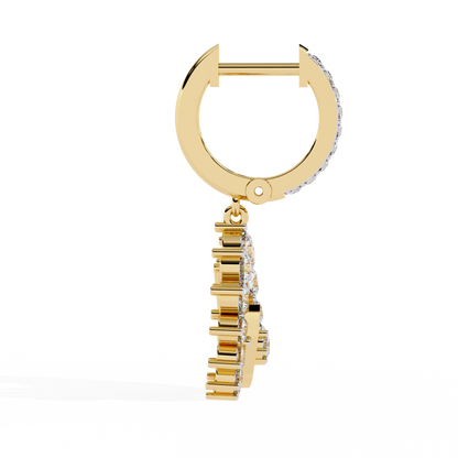 1.00Ct Round Cut Lab Grown Diamond Unique 18k Yellow Gold Dainty Stacking Bridesmaid Hoop Earring For Gift