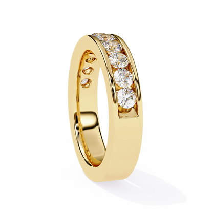 1.01Ct Round Cut High Quality Diamond Half Eternity Delicate Bezel Set Unique Handmade 14k White Gold  Party Wear Band - HIGHCARAT DIAMONDS
