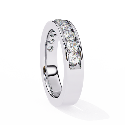 1.01Ct Round Cut High Quality Diamond Half Eternity Delicate Bezel Set Unique Handmade 14k White Gold  Party Wear Band - HIGHCARAT DIAMONDS