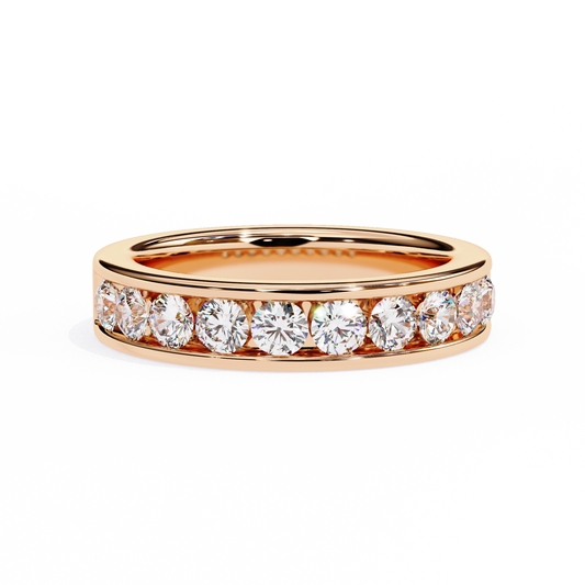 1.01Ct Round Cut High Quality Diamond Half Eternity Delicate Bezel Set Unique Handmade 14k White Gold  Party Wear Band - HIGHCARAT DIAMONDS