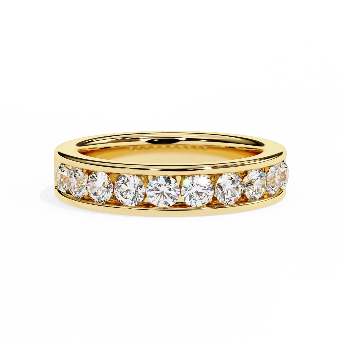 1.01Ct Round Cut High Quality Diamond Half Eternity Delicate Bezel Set Unique Handmade 14k White Gold  Party Wear Band - HIGHCARAT DIAMONDS