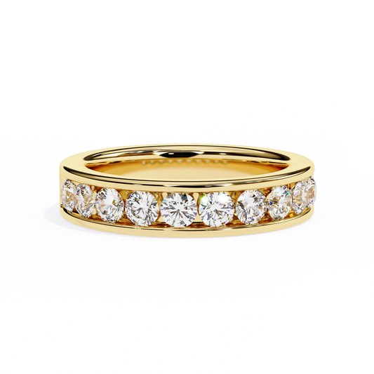 1.01Ct Round Cut High Quality Diamond Half Eternity Delicate Bezel Set Unique Handmade 14k White Gold  Party Wear Band - HIGHCARAT DIAMONDS