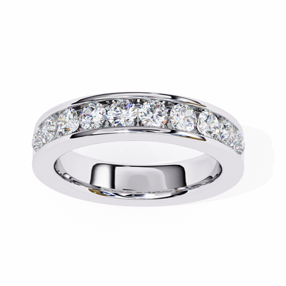 1.01Ct Round Cut High Quality Diamond Half Eternity Delicate Bezel Set Unique Handmade 14k White Gold  Party Wear Band - HIGHCARAT DIAMONDS