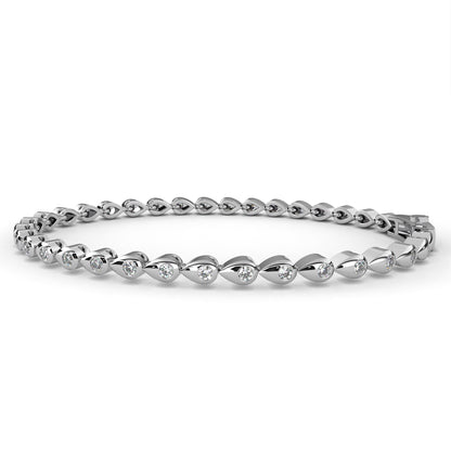 1.02Ct Pear Shape Round Cut Lab Grown & Natural Diamond Cluster Minimalist Statement Tennis Bracelet Gift For Her - HIGHCARAT DIAMONDS