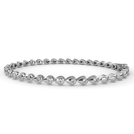 1.02Ct Pear Shape Round Cut Lab Grown & Natural Diamond Cluster Minimalist Statement Tennis Bracelet Gift For Her - HIGHCARAT DIAMONDS