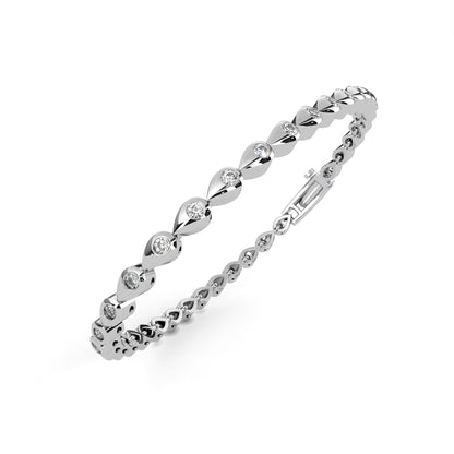 1.02Ct Pear Shape Round Cut Lab Grown & Natural Diamond Cluster Minimalist Statement Tennis Bracelet Gift For Her - HIGHCARAT DIAMONDS