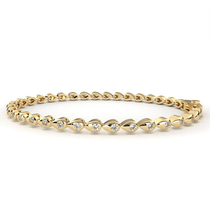1.02Ct Pear Shape Round Cut Lab Grown & Natural Diamond Cluster Minimalist Statement Tennis Bracelet Gift For Her - HIGHCARAT DIAMONDS