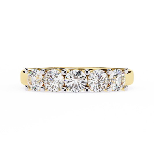 1.03Ct Round Cut Top Grade Diamond Art Deco Delicate Cluster Unisex Handmade Dainty 5 Stone Wedding Band  For Women's - HIGHCARAT DIAMONDS