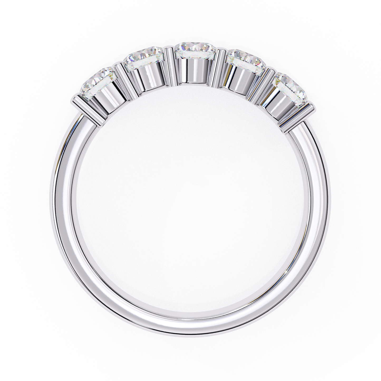 1.03Ct Round Cut Top Grade Diamond Art Deco Delicate Cluster Unisex Handmade Dainty 5 Stone Wedding Band  For Women's - HIGHCARAT DIAMONDS
