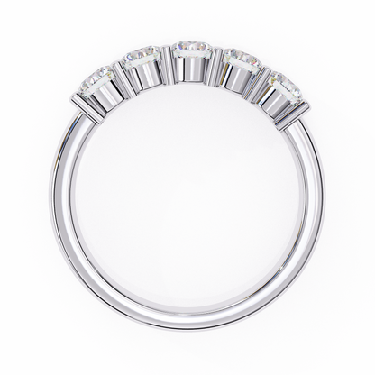 1.03Ct Round Cut Top Grade Diamond Art Deco Delicate Cluster Unisex Handmade Dainty 5 Stone Wedding Band  For Women's - HIGHCARAT DIAMONDS
