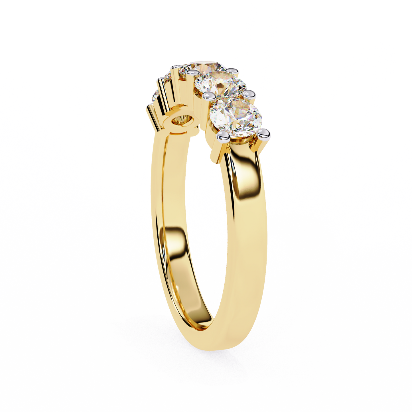 1.03Ct Round Cut Top Grade Diamond Art Deco Delicate Cluster Unisex Handmade Dainty 5 Stone Wedding Band  For Women's - HIGHCARAT DIAMONDS